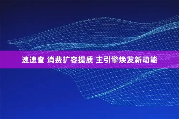 速速查 消费扩容提质 主引擎焕发新动能